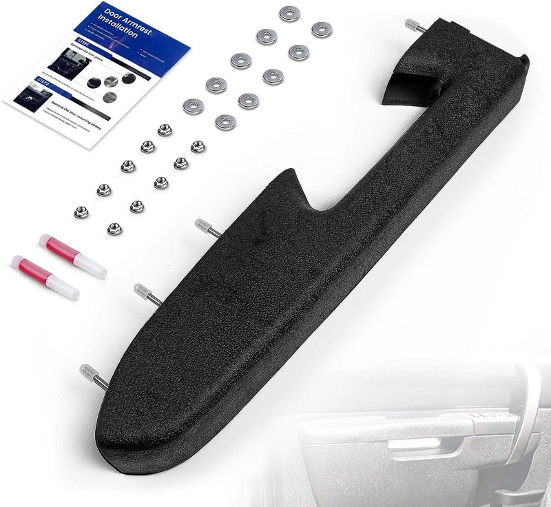 RHAOCZIYAUTO 22818465 Front Left Driver Side Armrest Repair Kit Fit for Chevy Silverado 1500 2500HD 3500HD 2010-2014 For GMC Sierra 1500 2500 HD 3500 HD 2010-2014 Door Panel with Release Handle Below Armrest Black - Image 1